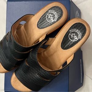 White Mountain Black Woven Mules